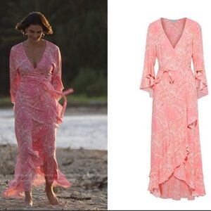 Melissa Odabash Cheryl Tropical Coral Long Dress